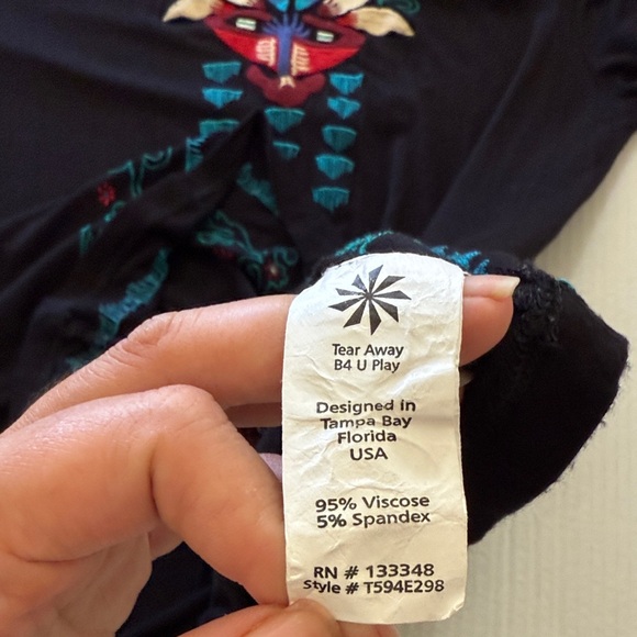 Caite Embroidered Tunic Mini Dress Size XL Black Bohemian Western Flare Sleeve - Picture 15 of 16